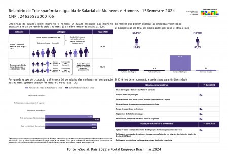 Relatório de igualdade salárial entre homens e mulheres - 1º Semestre 2024